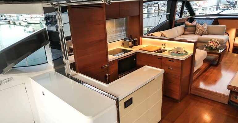 Private Yacht Charter Phuket: Princess S65 galley