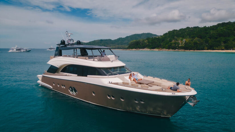 Luxury Yacht Charters Phuket with MCY 86 "BAYC Asia": aerial view